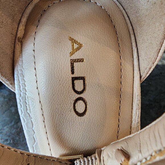 Aldo Nude Snakeskin Print Leather High Heels Size 6.5 - Picture 6 of 14